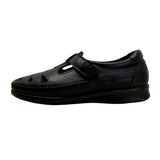 SAS Womens Black Leather Cut-Out Design & Adjustable Strap Comfort Shoes Size 9M