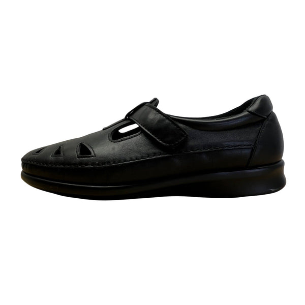 SAS Womens Black Leather Cut-Out Design & Adjustable Strap Comfort Shoes Size 9M