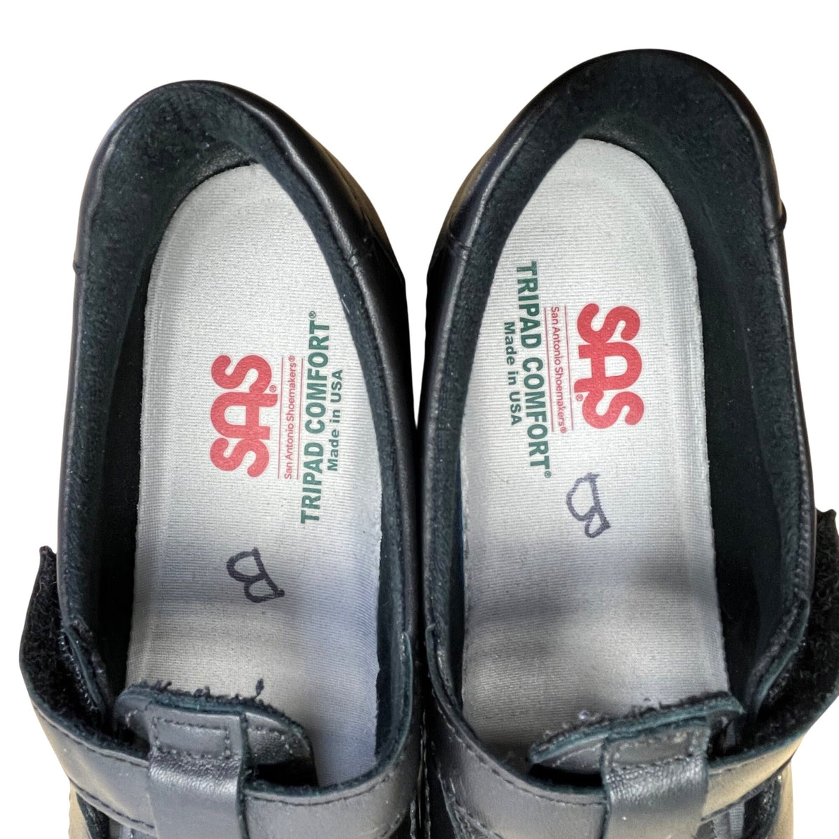 SAS Womens Black Leather Cut-Out Design & Adjustable Strap Comfort Shoes Size 9M