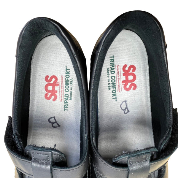 SAS Womens Black Leather Cut-Out Design & Adjustable Strap Comfort Shoes Size 9M