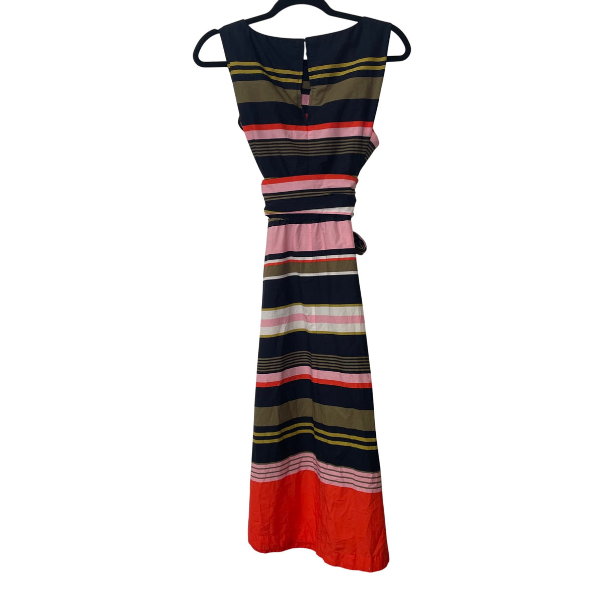 Ann Taylor Womens Multicolor Cotton Striped Sleeveless Maxi Dress With Sash Belt Size L