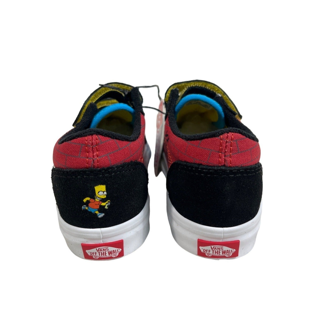 Vans X The Simpsons Kids El Barto Black & Red Canvas Flat Sneakers Size 10 - New