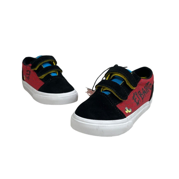 Vans X The Simpsons Kids El Barto Black & Red Canvas Flat Sneakers Size 10 - New