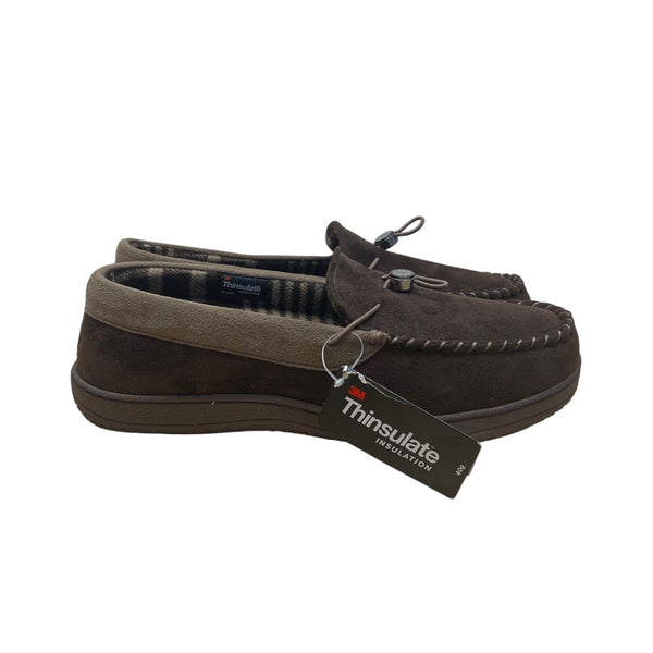 Weatherproof Mens Brown Plaid Lining Thinsulate Moccasin Slippers Size XL - New