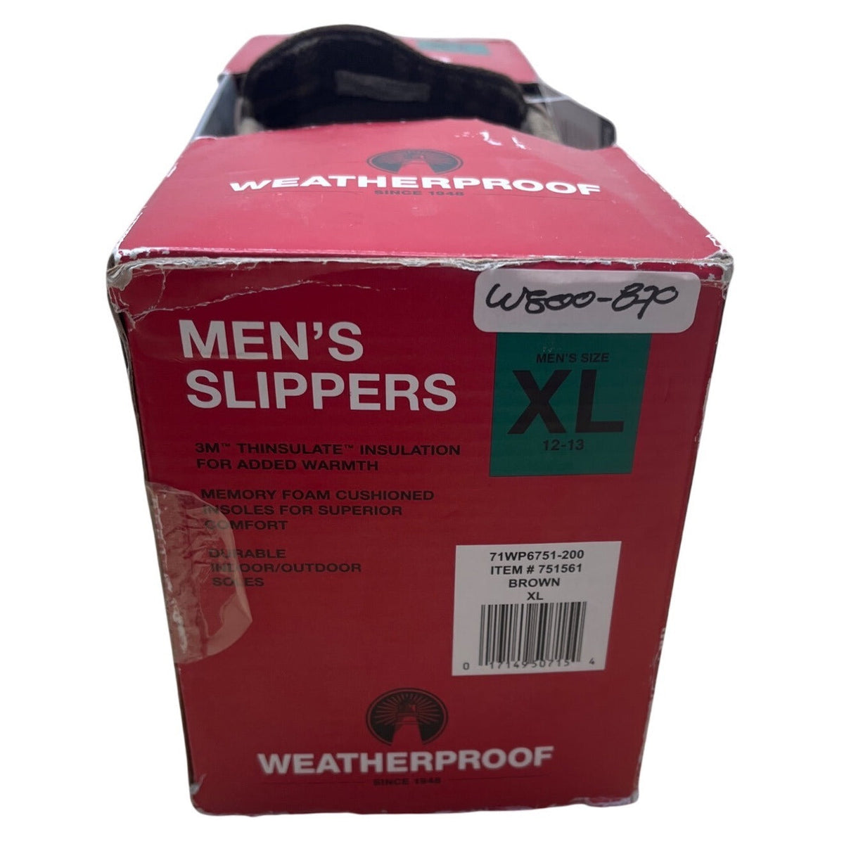 Weatherproof Mens Brown Plaid Lining Thinsulate Moccasin Slippers Size XL - New