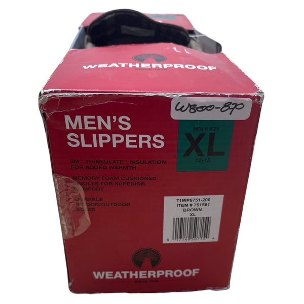 Weatherproof Mens Brown Plaid Lining Thinsulate Moccasin Slippers Size XL - New