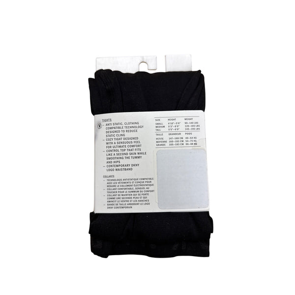 DKNY Womens Black Nylon/Spandex Tights Medium Control Top Anti-Static Comfortable Fit