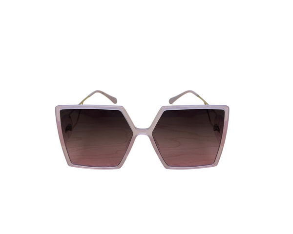 Hexagon Women Pink Gradient Lens Oversized Sunglasses