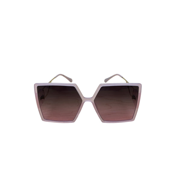 Hexagon Women Pink Gradient Lens Oversized Sunglasses