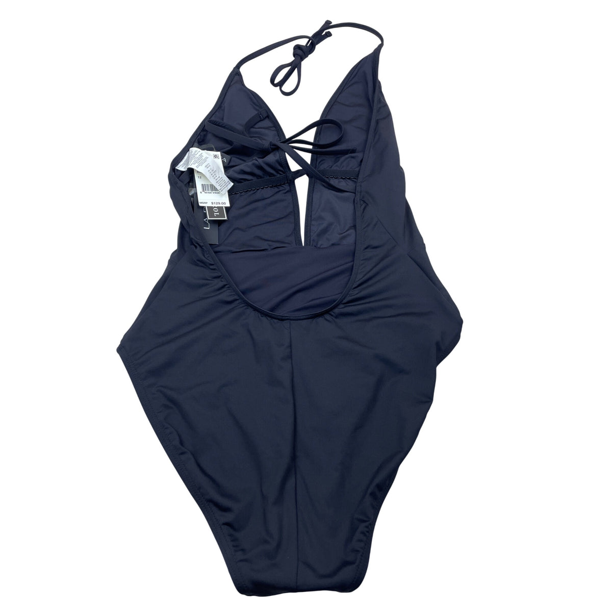 La Blanca Women’s Black Floral Embroidered Halter Swimsuit One Piece Size 12