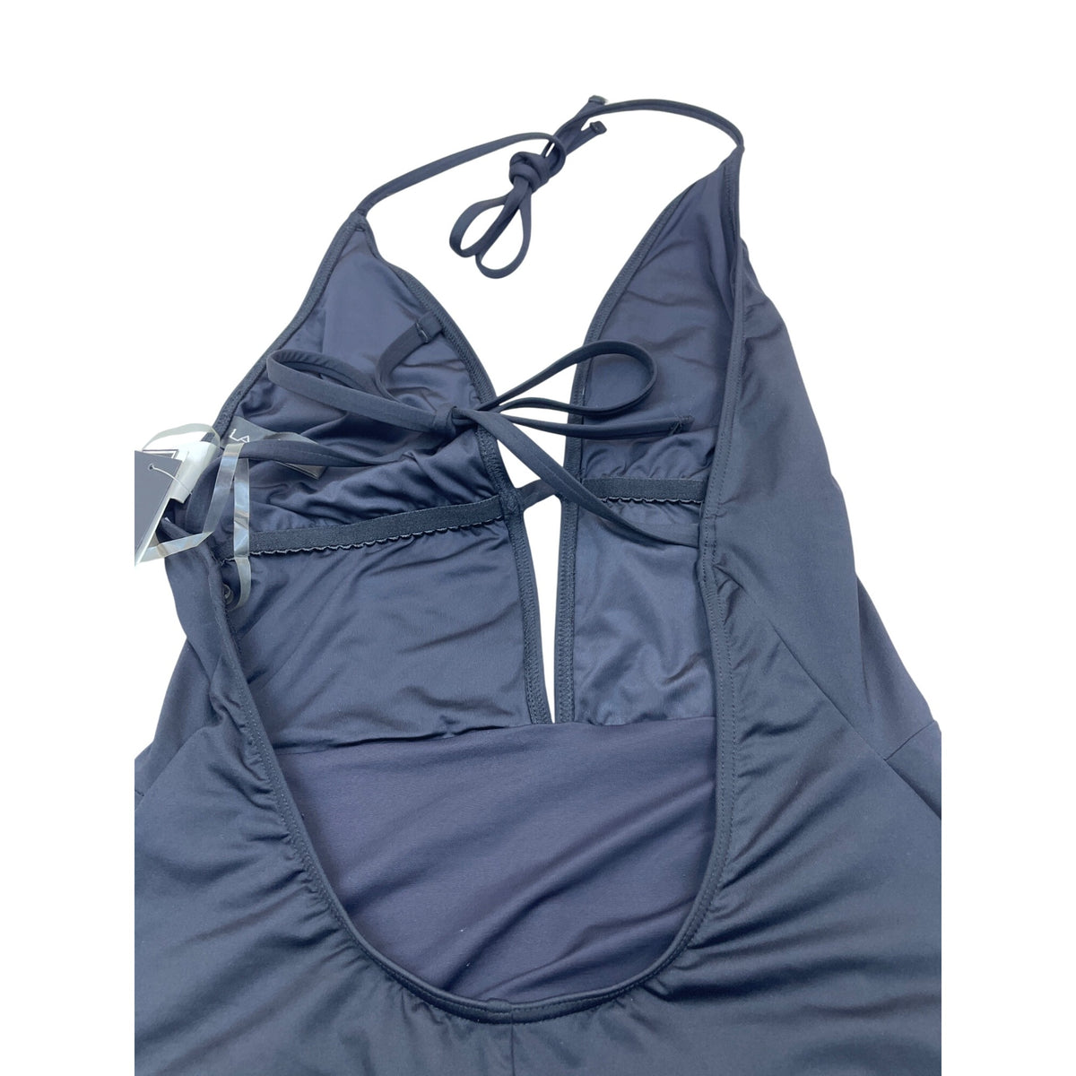 La Blanca Women’s Black Floral Embroidered Halter Swimsuit One Piece Size 12