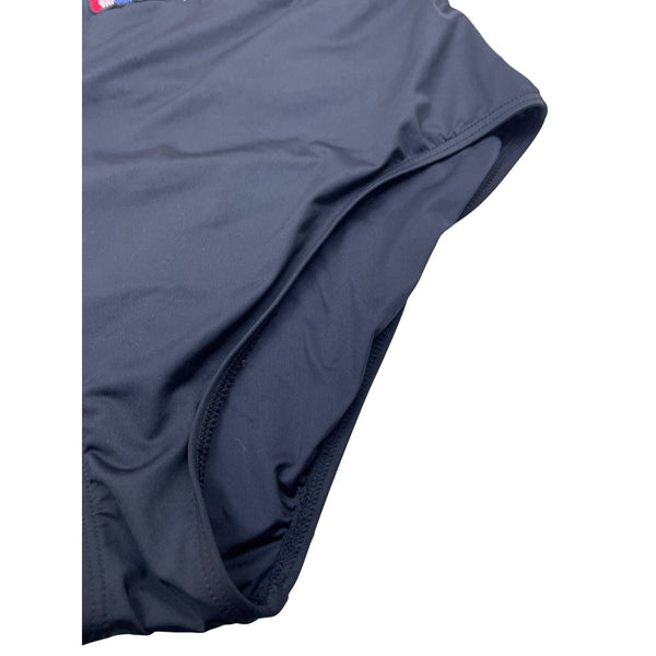 La Blanca Women’s Black Floral Embroidered Halter Swimsuit One Piece Size 12