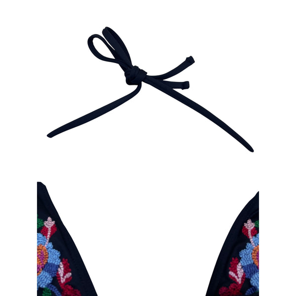 La Blanca Women’s Black Floral Embroidered Halter Swimsuit One Piece Size 12