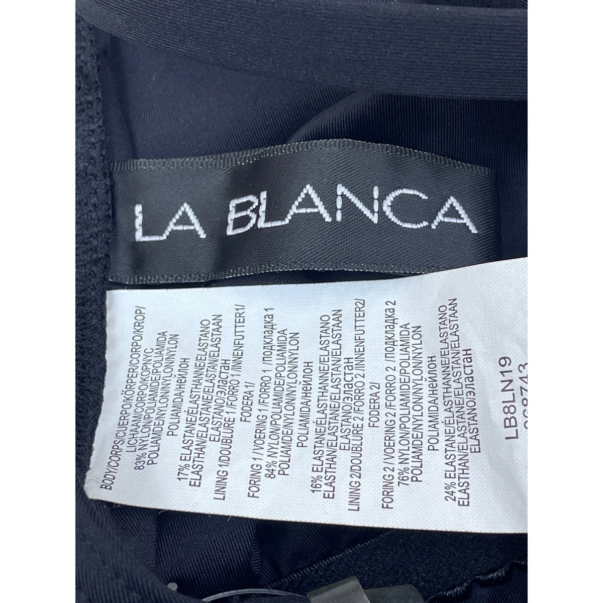 La Blanca Women’s Black Floral Embroidered Halter Swimsuit One Piece Size 12