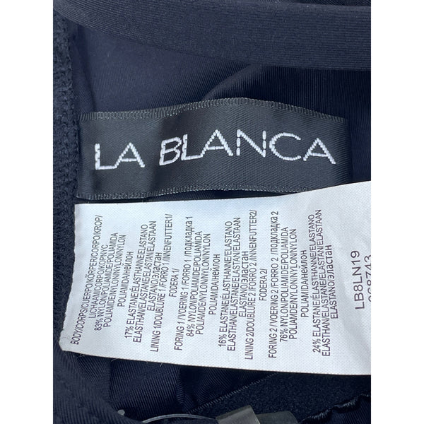 La Blanca Women’s Black Floral Embroidered Halter Swimsuit One Piece Size 12