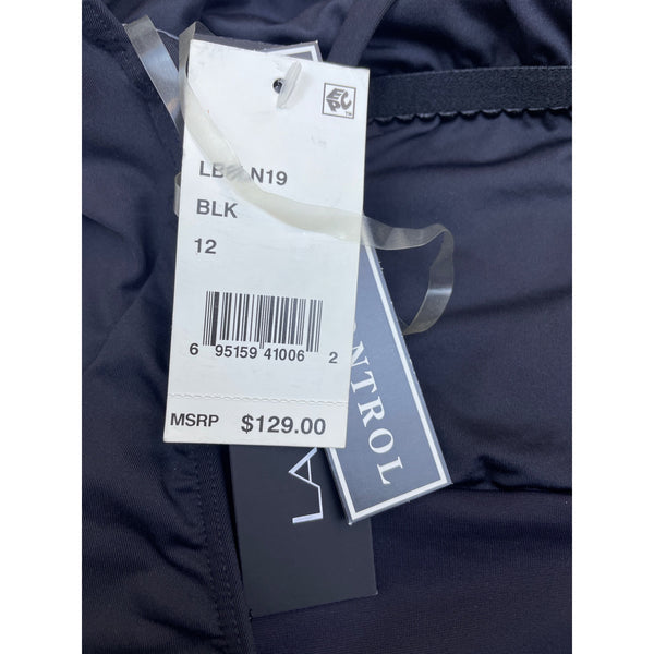 La Blanca Women’s Black Floral Embroidered Halter Swimsuit One Piece Size 12