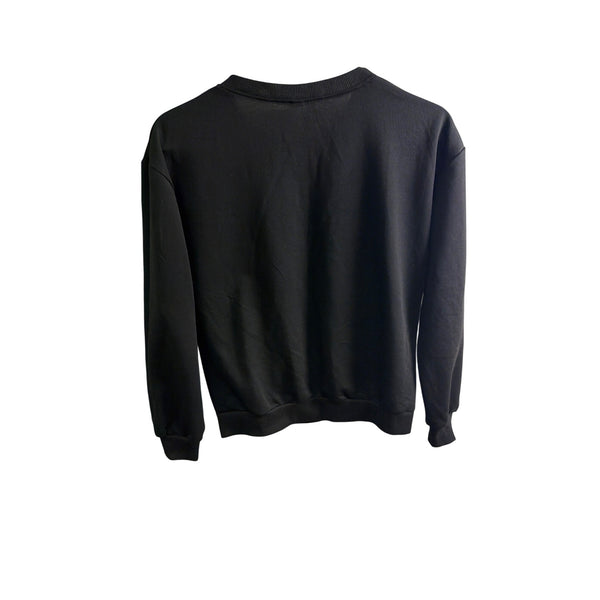 Black Womens Sequin Angel Wing Sweatshirt Cotton Blend Crewneck Pullover OS Black Womens Sequin Angel Wing Sweatshirt Cotton Blend Crewneck Pullover OS