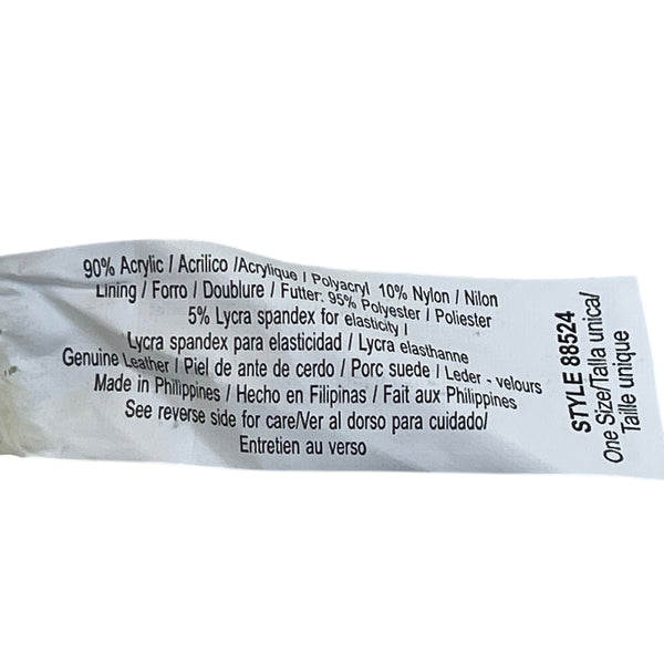 Knitted Cream Brown Suede Unisex Acrylic Blend Mittens OS Made In Philippines