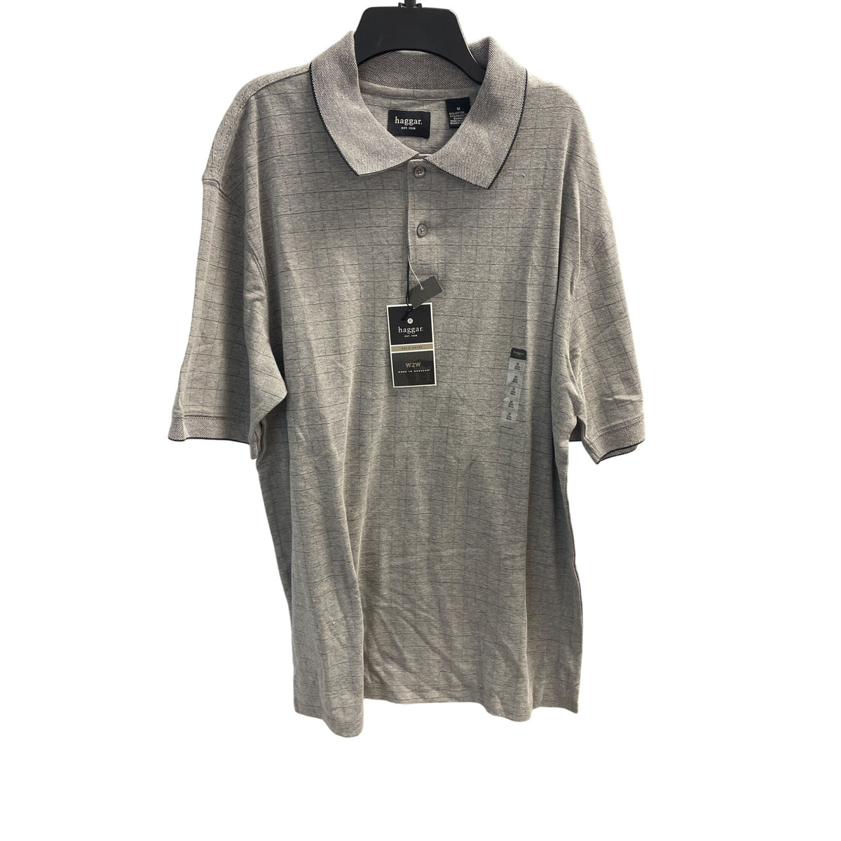 Haggar Mens Gray Polo Shirt Cotton Blend M Size Casual Style