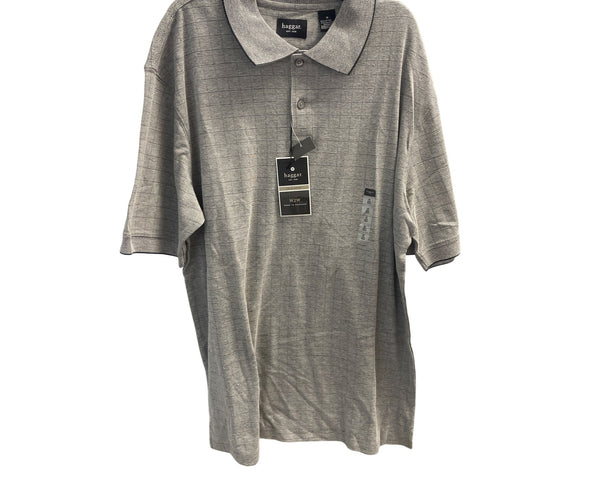 Haggar Mens Gray Polo Shirt Cotton Blend M Size Casual Style