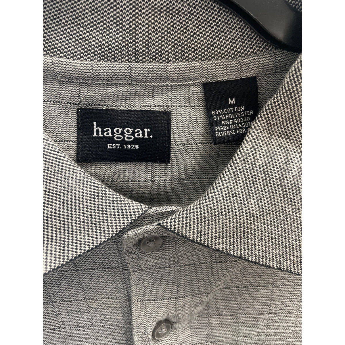 Haggar Mens Gray Polo Shirt Cotton Blend M Size Casual Style