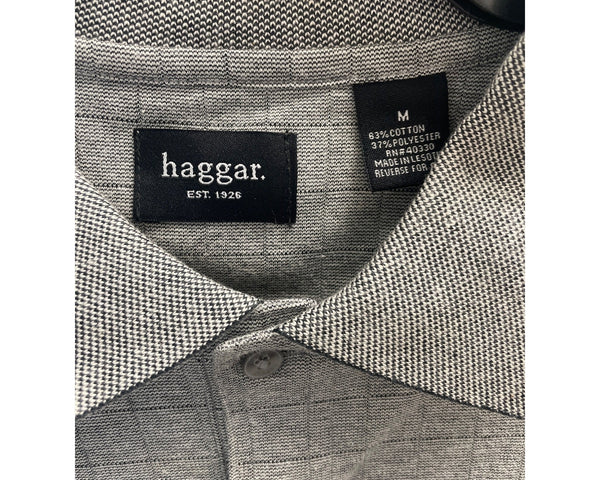 Haggar Mens Gray Polo Shirt Cotton Blend M Size Casual Style