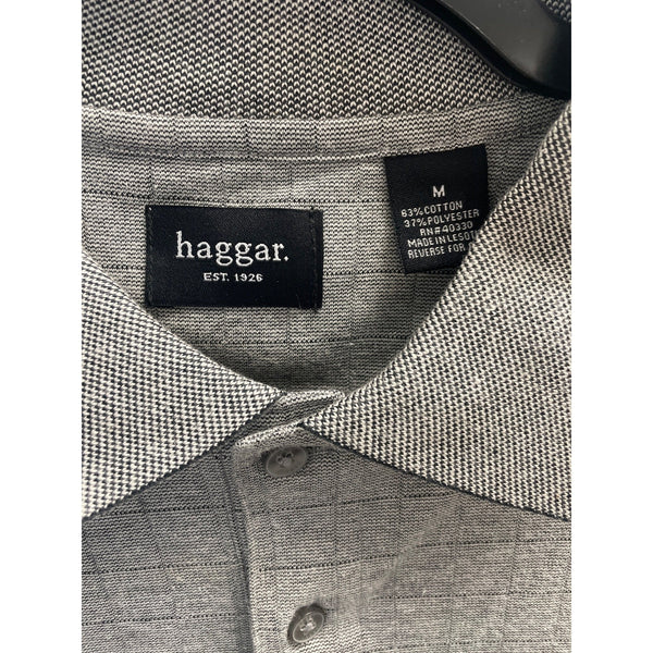 Haggar Mens Gray Polo Shirt Cotton Blend M Size Casual Style