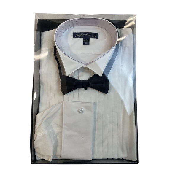 Joseph & Feiss Mens Shirt 16 32/33 Front White With Black Bow Tie - New