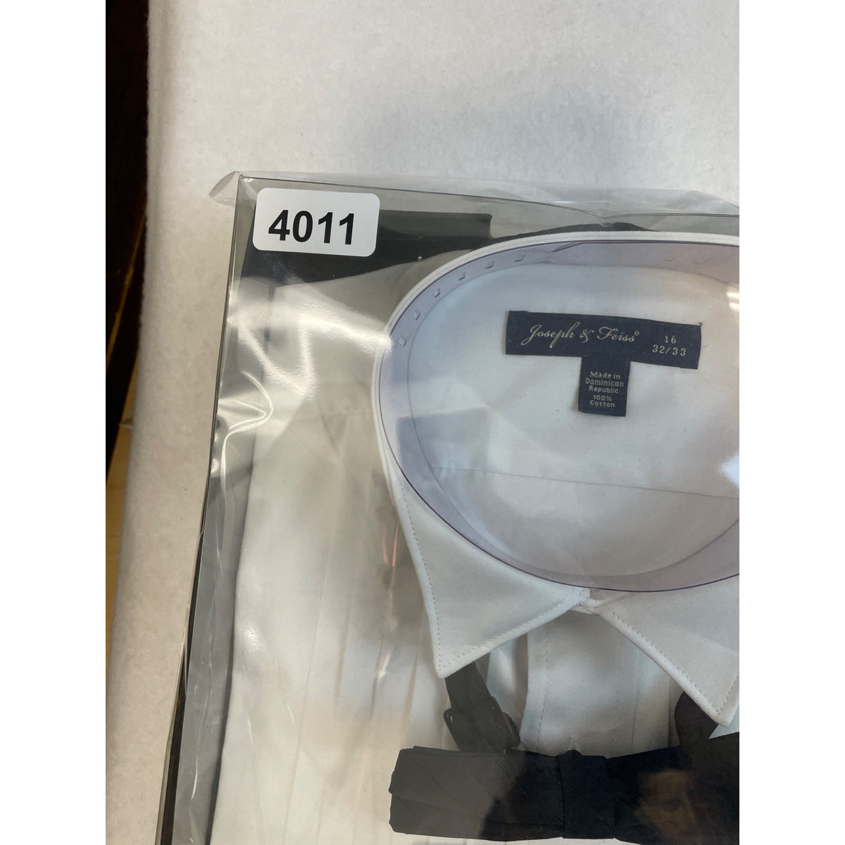 Joseph & Feiss Mens Shirt 16 32/33 Front White With Black Bow Tie - New