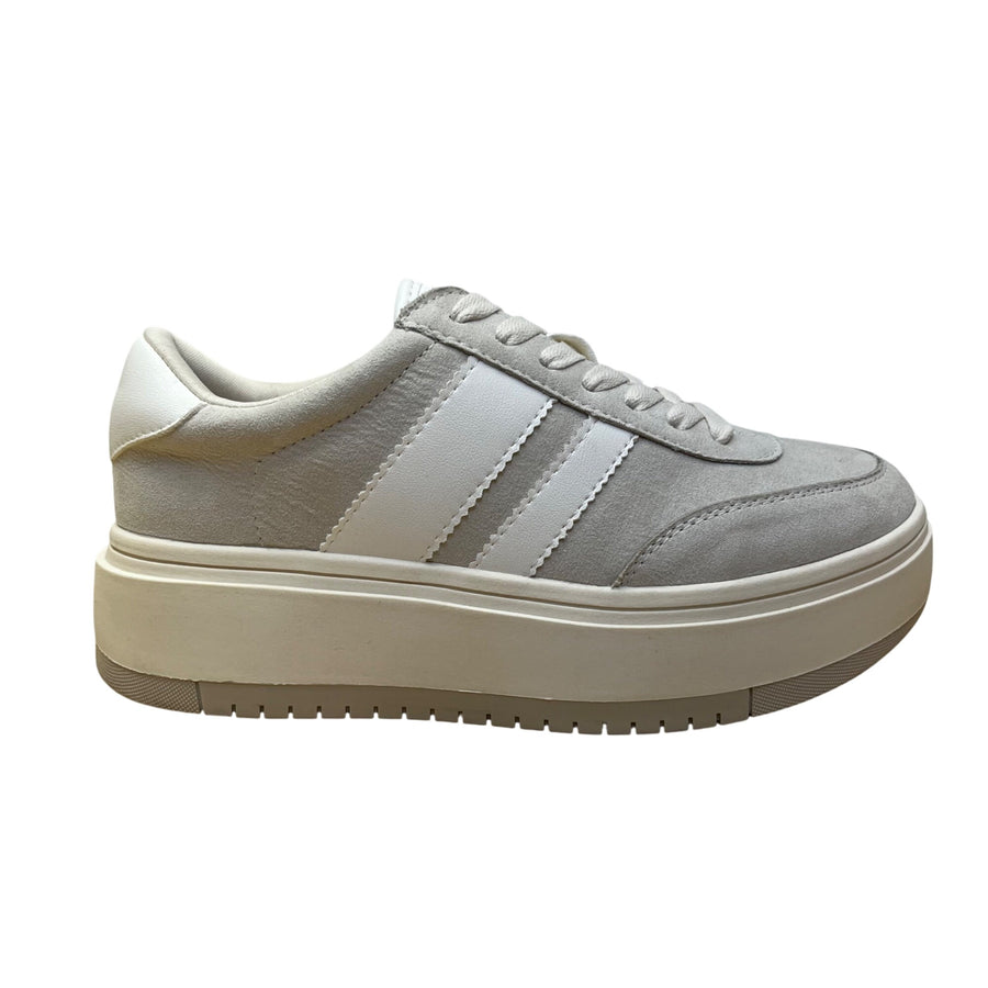 Steve Madden Women’s Gray White Suede Casual Platform Ninja Sneakers Size 6M