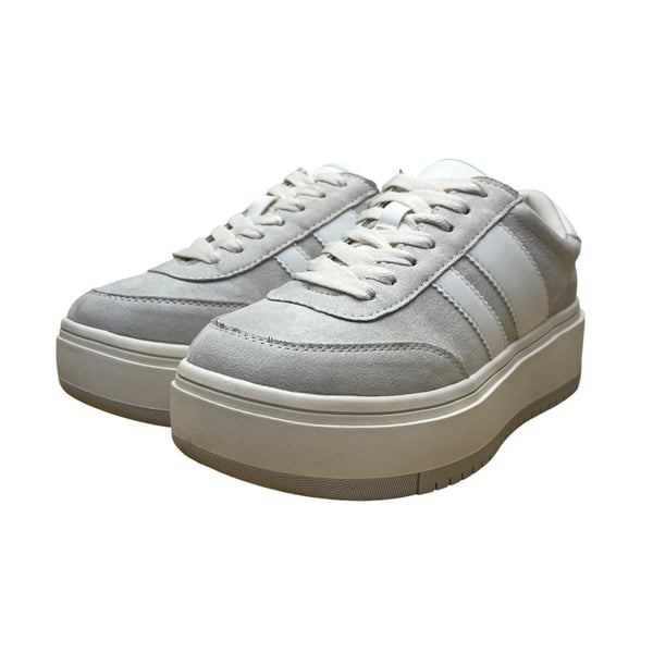 Steve Madden Women’s Gray White Suede Casual Platform Ninja Sneakers Size 6M