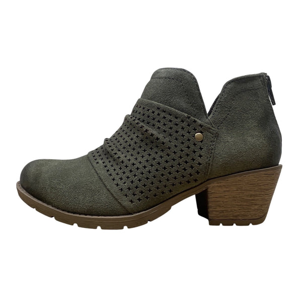 Earth Origins Women’s Olive Green Suede Leather Amanda Ankle Boots Size 6.5