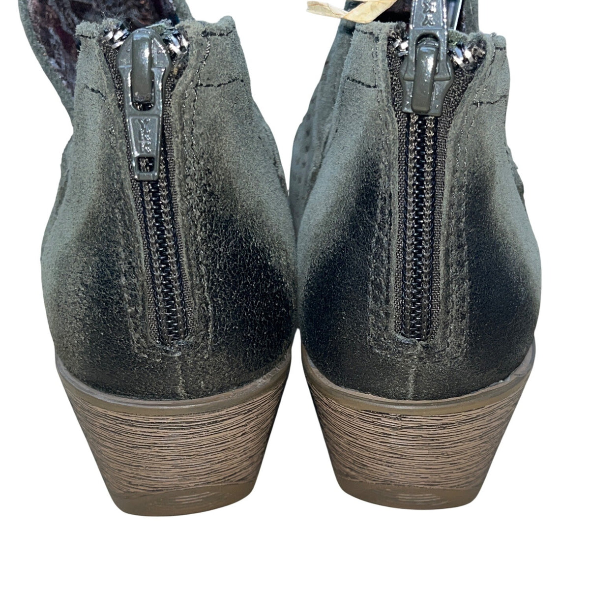 Earth Origins Women’s Olive Green Suede Leather Amanda Ankle Boots Size 6.5