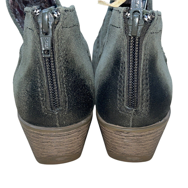 Earth Origins Women’s Olive Green Suede Leather Amanda Ankle Boots Size 6.5