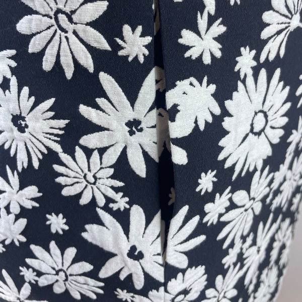 TalbotsBlack & White Floral Womens Open Front Jacket Oversized Cotton Blend Sz L