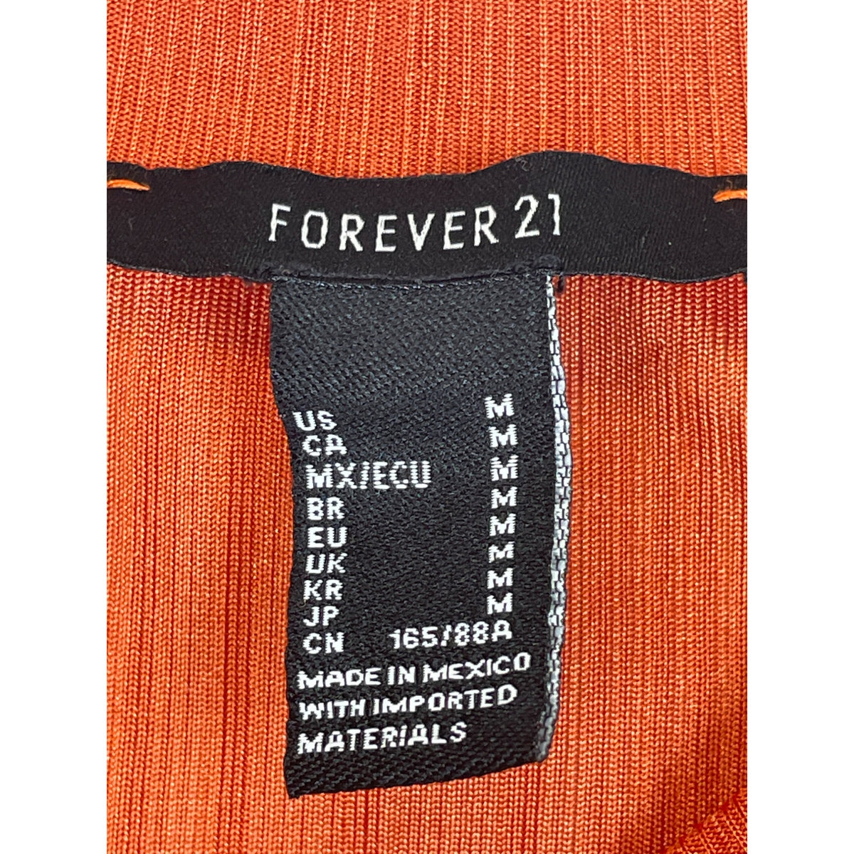 Forever 21 Womens Rust Orange Ribbed Knit Open-Back Tie Detail Crop Top Size M