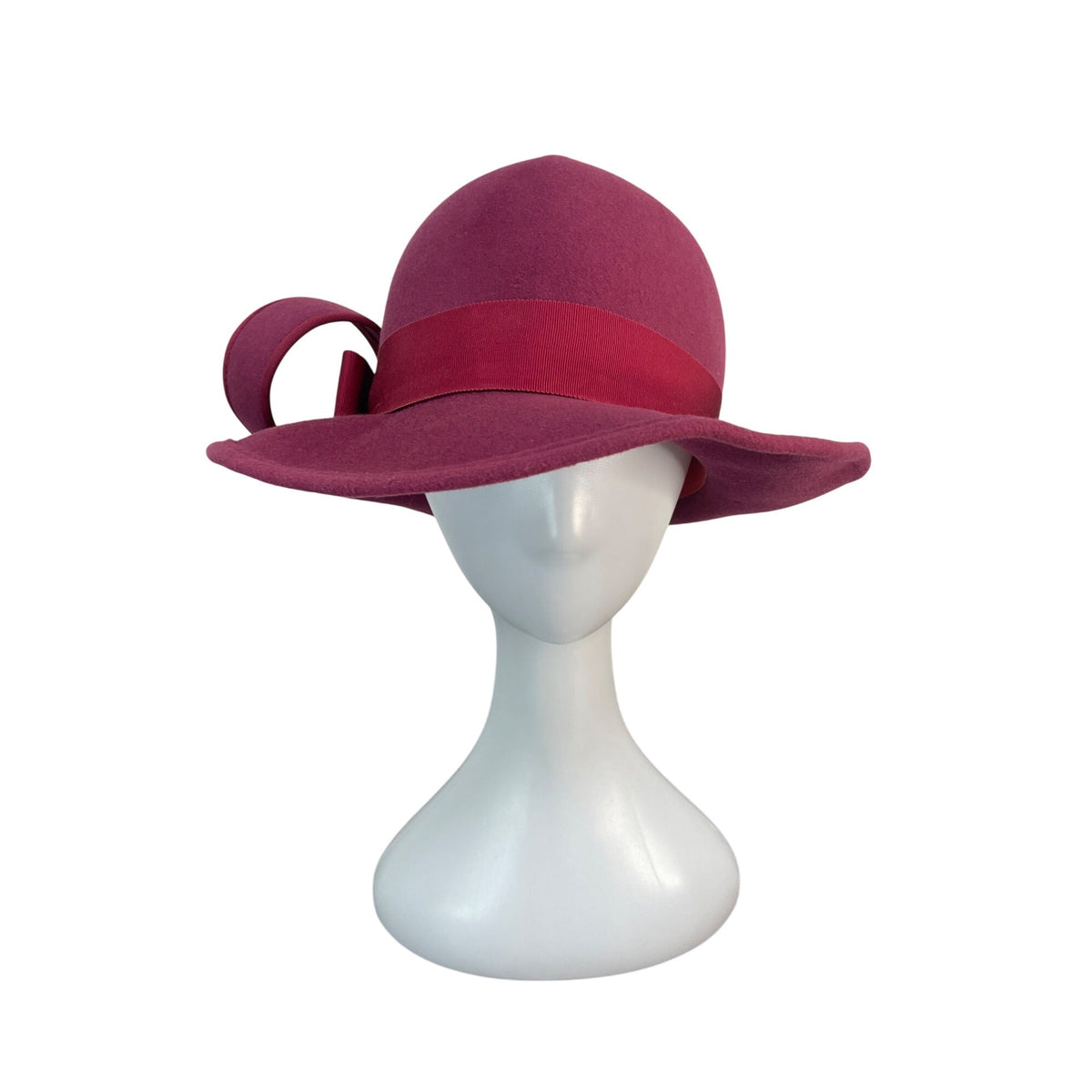 Vintage Kurt Jr. By Tom Hann Pink Wool Hat With Ribbon & Bow Accent