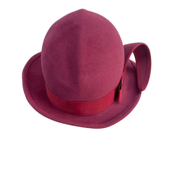 Vintage Kurt Jr. By Tom Hann Pink Wool Hat With Ribbon & Bow Accent