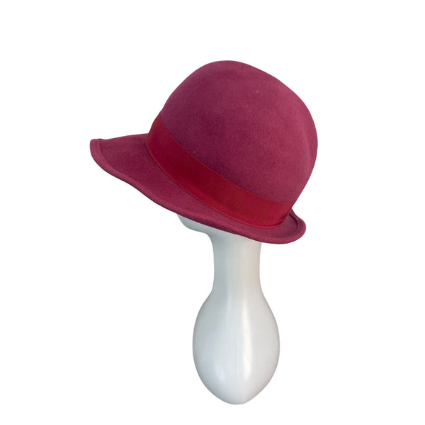 Vintage Kurt Jr. By Tom Hann Pink Wool Hat With Ribbon & Bow Accent