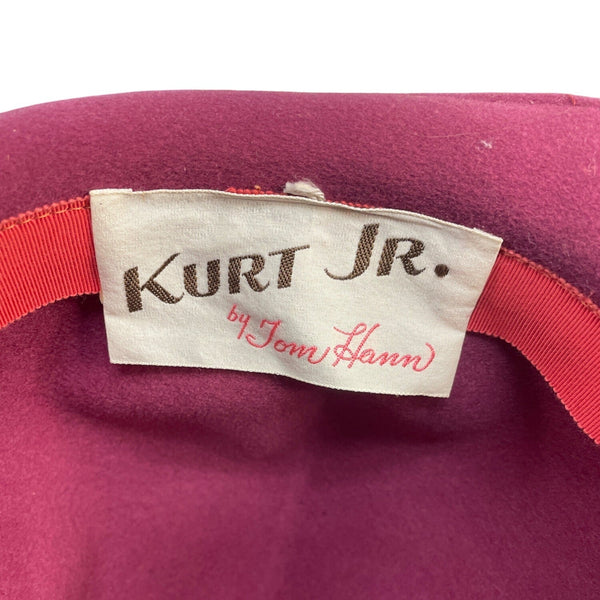 Vintage Kurt Jr. By Tom Hann Pink Wool Hat With Ribbon & Bow Accent