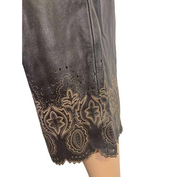 Passion Women's Dark Brown Faux Leather Cropped Pants Sz M/L - NWT