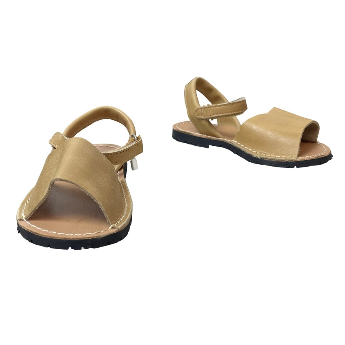Zara Youth Girl's Light Brown Leather Strappy Sandals Sz 10.5 - NWT