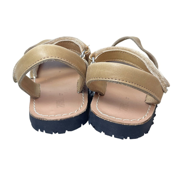 Zara Youth Girl's Light Brown Leather Strappy Sandals Sz 10.5 - NWT