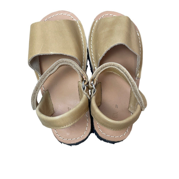 Zara Youth Girl's Light Brown Leather Strappy Sandals Sz 10.5 - NWT
