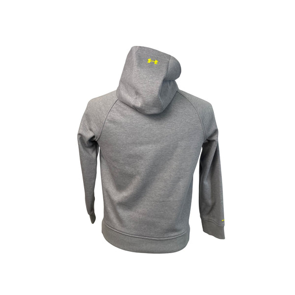 Under Armour Kids Gray Hoodie With Neon Yellow Hooded Sweatshirt Size YXL