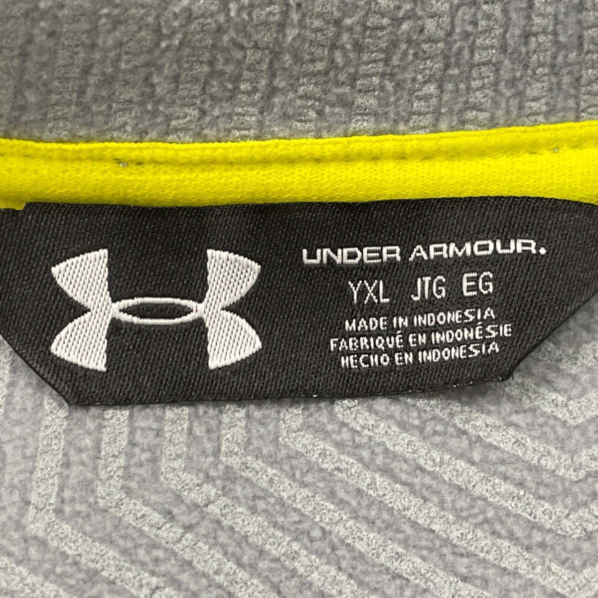 Under Armour Kids Gray Hoodie With Neon Yellow Hooded Sweatshirt Size YXL