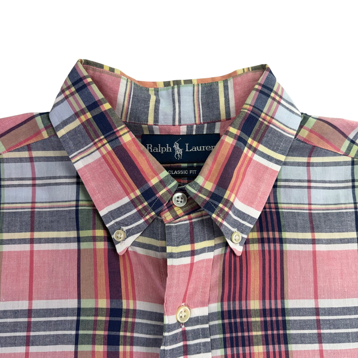 Ralph Lauren Mens Multicolor Cotton Plaid Short Sleeve Button-Down Shirt Size L