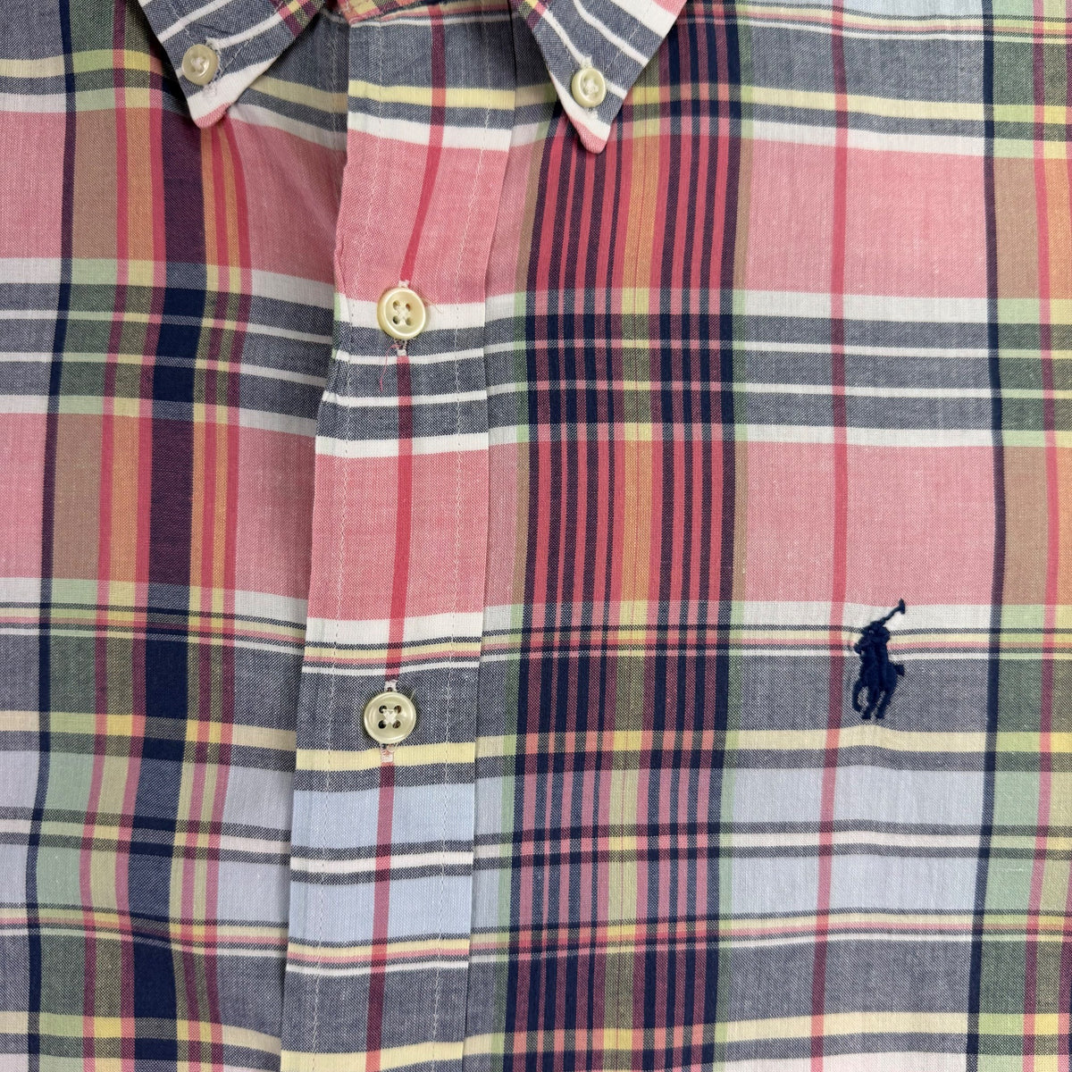 Ralph Lauren Mens Multicolor Cotton Plaid Short Sleeve Button-Down Shirt Size L