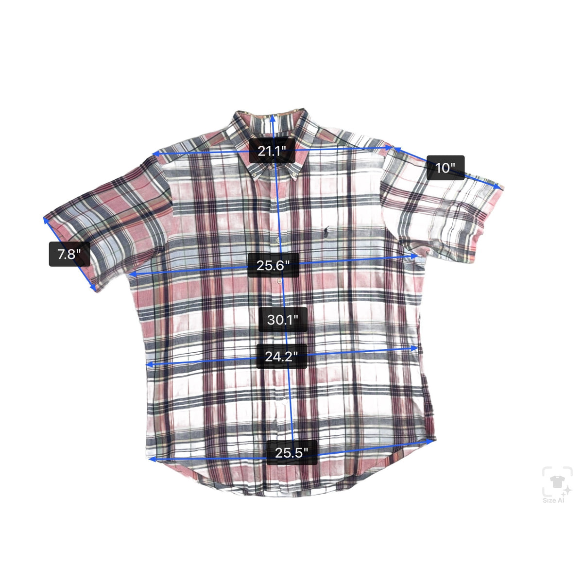 Ralph Lauren Mens Multicolor Cotton Plaid Short Sleeve Button-Down Shirt Size L