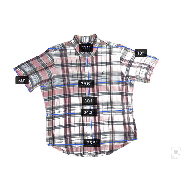 Ralph Lauren Mens Multicolor Cotton Plaid Short Sleeve Button-Down Shirt Size L